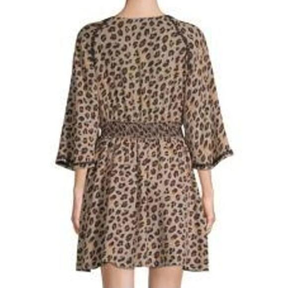 Kobi Halperin Dress Mini Leopard Silk Animal Natural Tassel Silk 3/4 Sle… - Picture 3 of 10